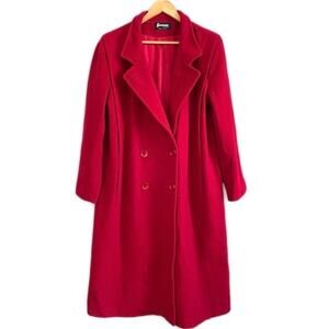 Vintage Ruby Red Long Wool Coat Size 13/14